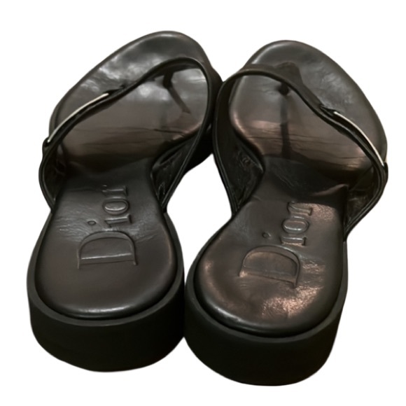 Dior Black Designer Logo Canvas Flip Flop Sandals - Picture 6 of 9